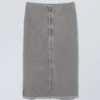 Falda lápiz entallada de largo medio – Gris lavado Falda lápiz entallada de largo medio – Gris lavado