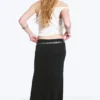 Falda maxi de talle medio y corte ancho – Negro