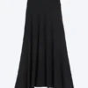 Falda maxi de talle medio y corte ancho – Negro