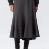 Falda midi ajustada con volumen – Rayas gris oscuro