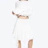 Falda midi asimétrica de algodón – Blanco apagado
