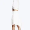 Falda midi asimétrica de algodón – Blanco apagado