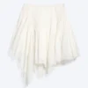 Falda midi asimétrica de algodón – Blanco apagado