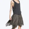 Falda midi asimétrica de algodón – Gris topo oscuro Falda midi asimétrica de algodón – Gris topo oscuro