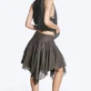 Falda midi asimétrica de algodón – Gris topo oscuro Falda midi asimétrica de algodón – Gris topo oscuro