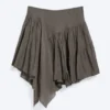 Falda midi asimétrica de algodón – Gris topo oscuro Falda midi asimétrica de algodón – Gris topo oscuro