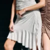 Falda midi asimétrica – Gris claro jaspeado