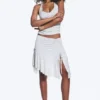 Falda midi asimétrica – Gris claro jaspeado