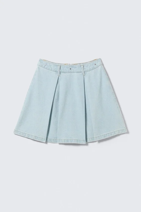 Falda midi circular de cintura alta de denim Amber – Azul cielo – Azul claro Falda midi circular de cintura alta de denim Amber – Azul cielo – Azul claro