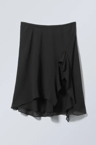 Falda midi con capas – Negra