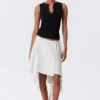 Falda midi cruzada asimétrica de talle medio – Beige claro Falda midi cruzada asimétrica de talle medio – Beige claro