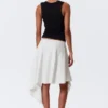 Falda midi cruzada asimétrica de talle medio – Beige claro Falda midi cruzada asimétrica de talle medio – Beige claro