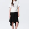 Falda midi cruzada asimétrica de talle medio – Negro Falda midi cruzada asimétrica de talle medio – Negro