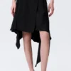 Falda midi cruzada asimétrica de talle medio – Negro Falda midi cruzada asimétrica de talle medio – Negro