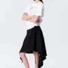 Falda midi cruzada asimétrica de talle medio – Negro Falda midi cruzada asimétrica de talle medio – Negro