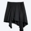 Falda midi cruzada asimétrica de talle medio – Negro Falda midi cruzada asimétrica de talle medio – Negro