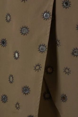 Falda midi cruzada con lentejuelas – Marrón oscuro