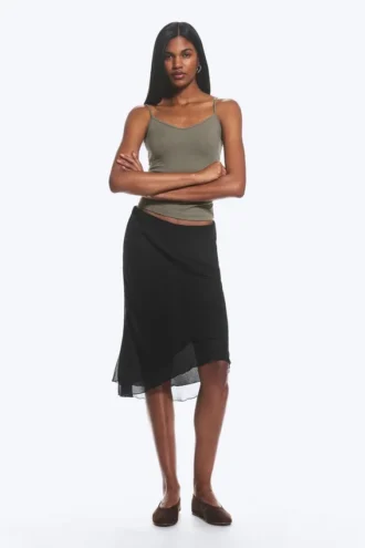 Falda midi de corte A – Negro