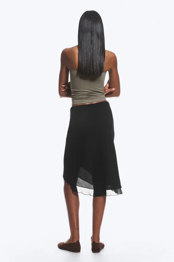 Falda midi de corte A – Negro Falda midi de corte A – Negro