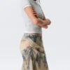 Falda midi de corte sirena de talle bajo – Beige – Estampado de piel de serpiente Falda midi de corte sirena de talle bajo – Beige – Estampado de piel de serpiente