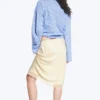 Falda midi de encaje satinado – Beige claro empolvado