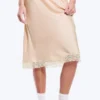 Falda midi de encaje satinado – Rosa empolvado Falda midi de encaje satinado – Rosa empolvado