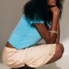 Falda midi de encaje satinado – Rosa empolvado Falda midi de encaje satinado – Rosa empolvado