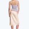 Falda midi de encaje satinado – Rosa empolvado Falda midi de encaje satinado – Rosa empolvado