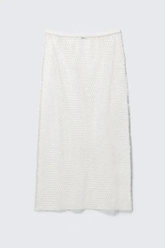 Falda midi de malla – Blanca
