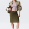 Falda midi de malla con pedrería de Yulia B – Verde caqui – Pedrería Falda midi de malla con pedrería de Yulia B – Verde caqui – Pedrería