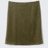 Falda midi de malla con pedrería de Yulia B – Verde caqui – Pedrería Falda midi de malla con pedrería de Yulia B – Verde caqui – Pedrería