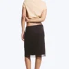 Falda midi de malla en capas – Marrón oscuro
