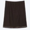 Falda midi de malla en capas – Marrón oscuro