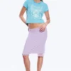 Falda midi de malla en capas – Morado claro