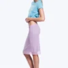 Falda midi de malla en capas – Morado claro