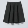 Falda midi de popelín de algodón – A cuadros azul oscuro