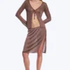 Falda midi de punto de talle medio – Marrón Falda midi de punto de talle medio – Marrón