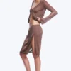 Falda midi de punto de talle medio – Marrón Falda midi de punto de talle medio – Marrón