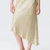 Falda midi de satén de talle bajo – Beige claro apagado