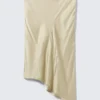 Falda midi de satén de talle bajo – Beige claro apagado