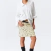 Falda midi de talle bajo – Amarillo claro – Lunares