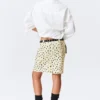 Falda midi de talle bajo – Amarillo claro – Lunares