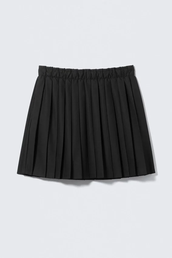 Falda midi plisada de talle bajo – Negro Falda midi plisada de talle bajo – Negro