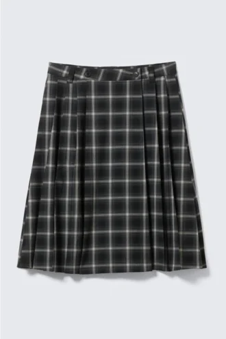 Falda midi plisada de talle medio – A cuadros