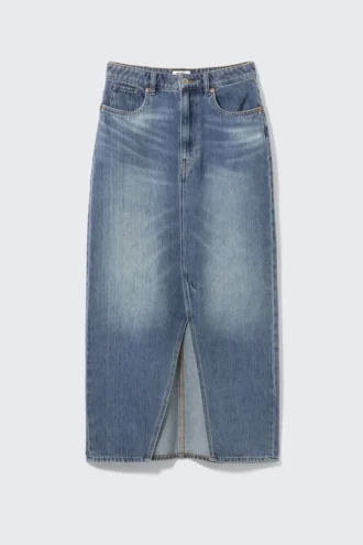 Falda midi vaquera – Azul montaña