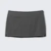 Falda mini de traje de cintura baja – Gris oscuro jaspeado