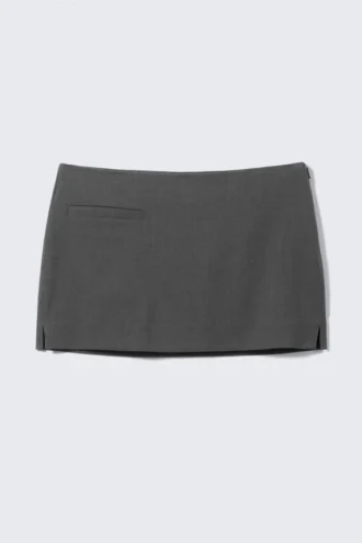Falda mini de traje de cintura baja – Gris oscuro jaspeado