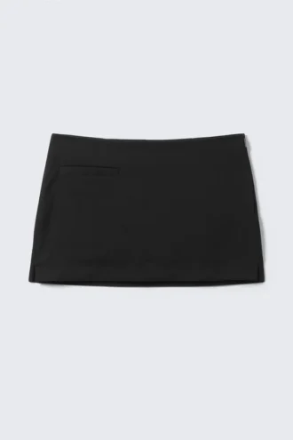 Falda mini de traje de talle bajo – Negro