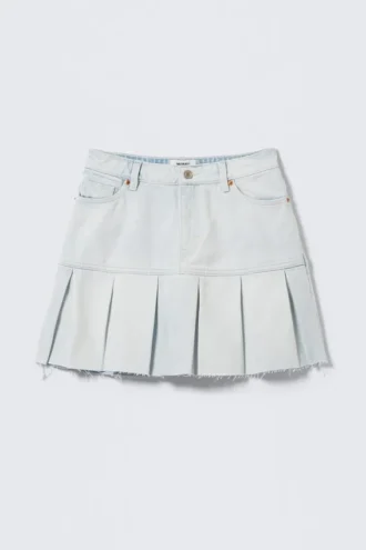 Falda mini vaquera plisada – Azul fluido – Azul claro