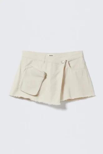 Falda-pantalón cruzada asimétrica de sarga de algodón – Blanco